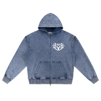 𝕽𝖊𝖈𝖔𝖌𝖓𝖎𝖟𝕰 Snow Wash Oversized Zip-Up Hoodie